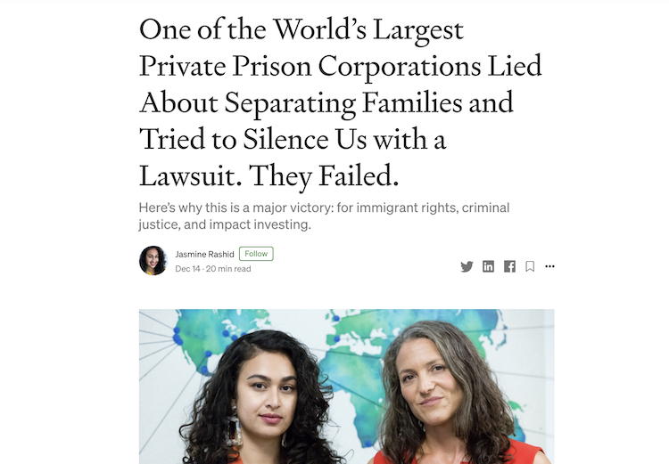 One of the World’s Largest Private Prison Corporations Lied About Separating Families and Tried to Silence Us with a Lawsuit. They Failed.