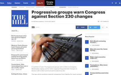 Progressive groups warn Congress against Section 230 changes