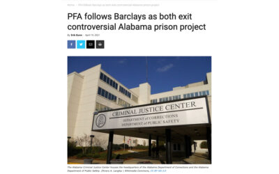 PFA follows Barclays as both exit controversial Alabama prison project